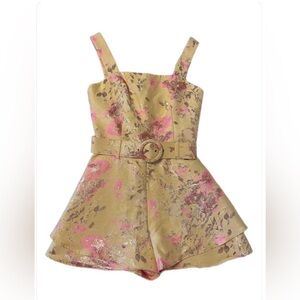 NWT Lavender Brown Pink and Gold Floral Romper- Small